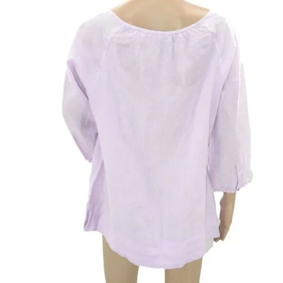 Eddie Bauer Lilac Lavender Purple Linen Minimalist Peasant Tunic Blouse Top L - Picture 4 of 6